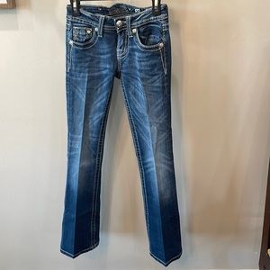 Miss Me Girl Boot cut Thick Stitch Bling Medium wash Jeans JK5082B46 Size 10
